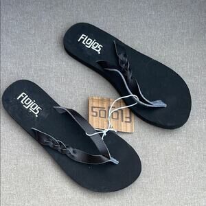 Flojos Black Flip Flops girls size 5 NEW